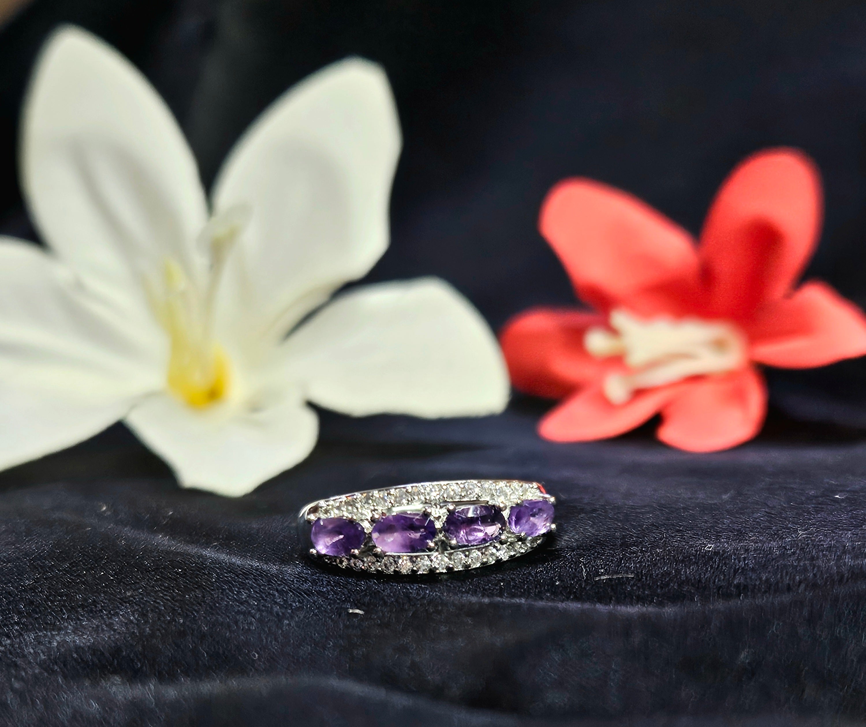 Amethyst 4 Stone Ring