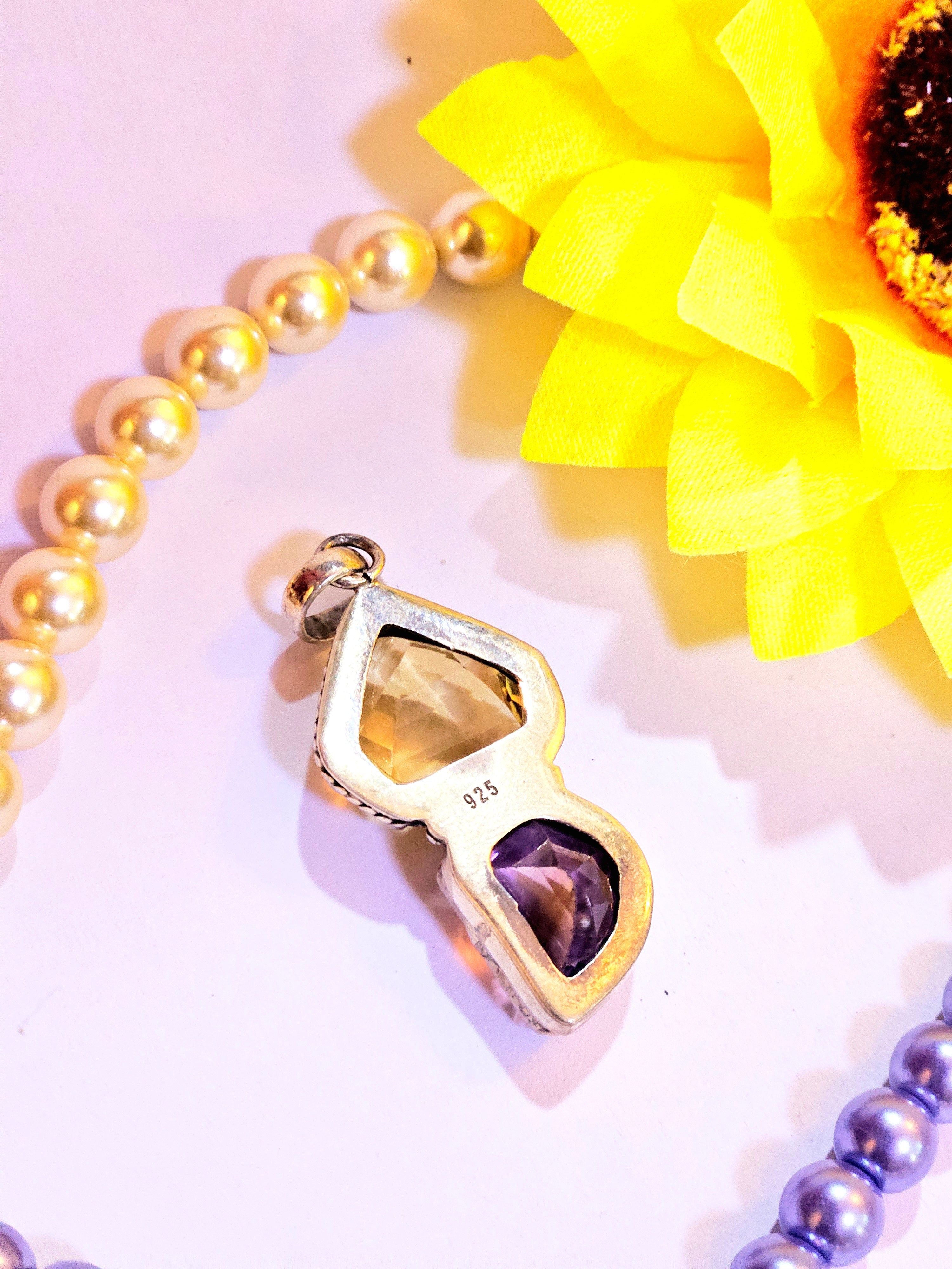 Citrine and Amethyst Pendant