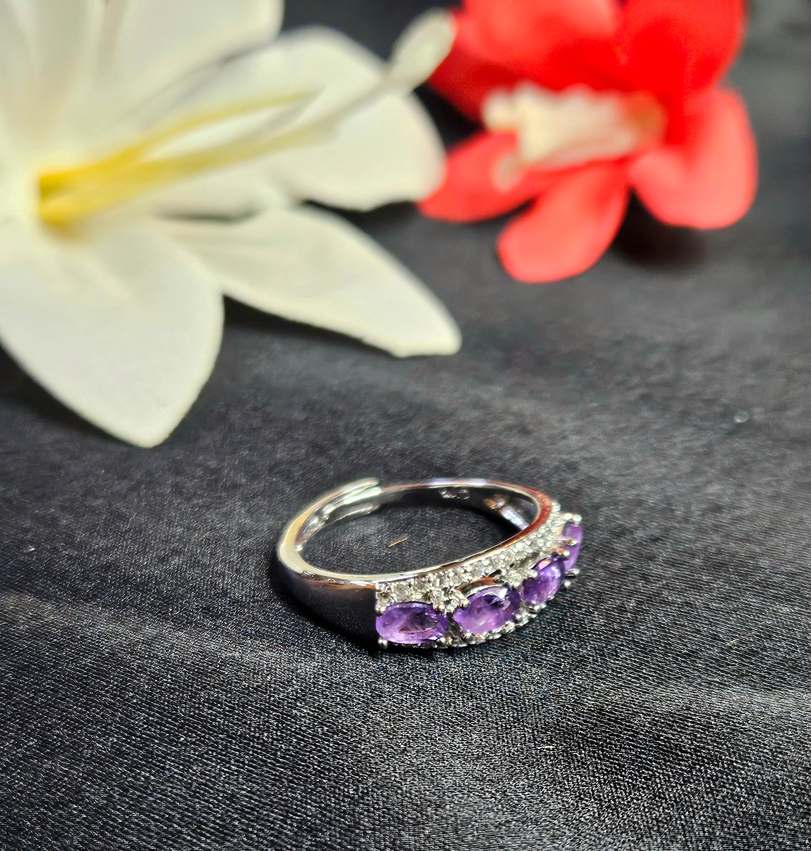 Amethyst 4 Stone Ring