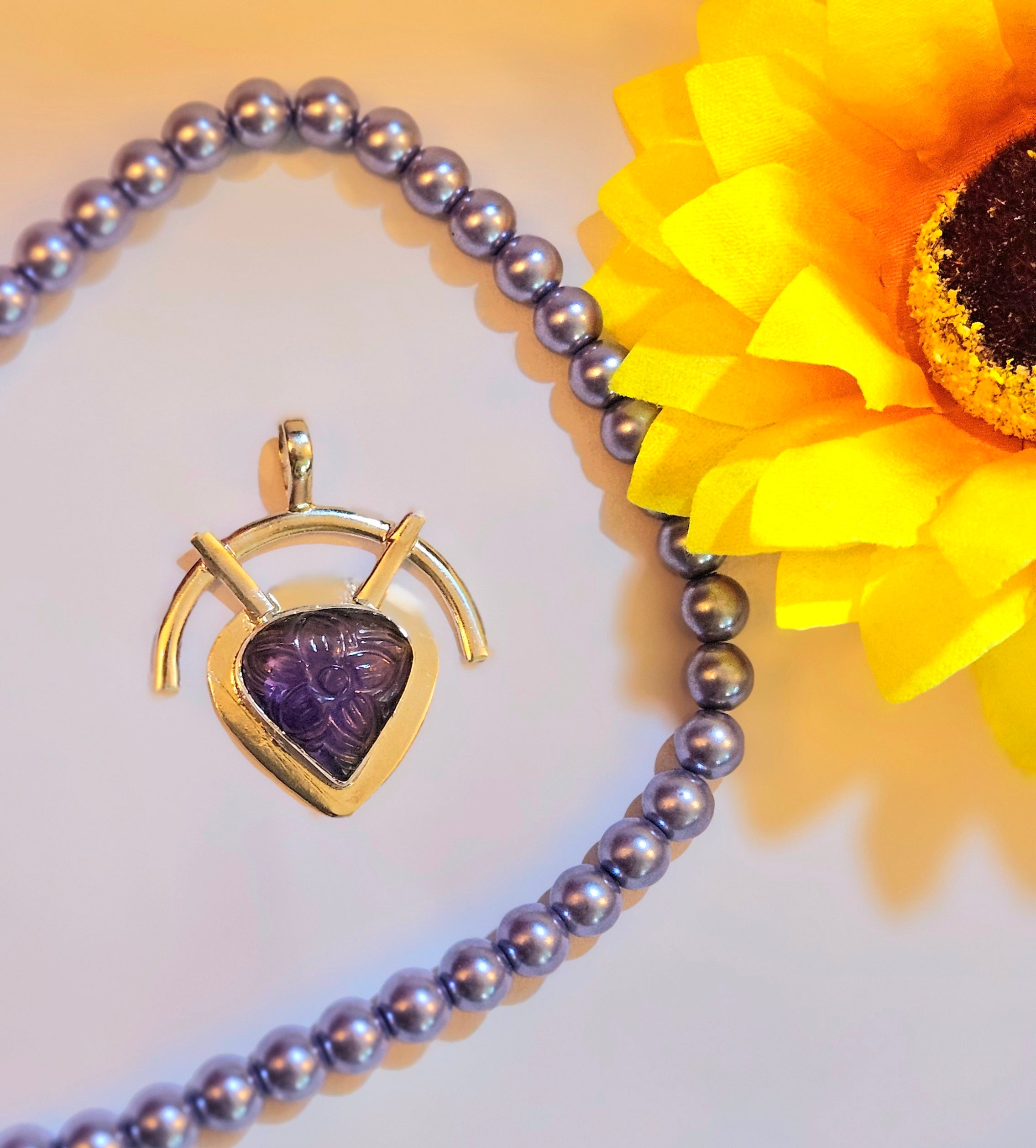 Amethyst Semicircle Pendant