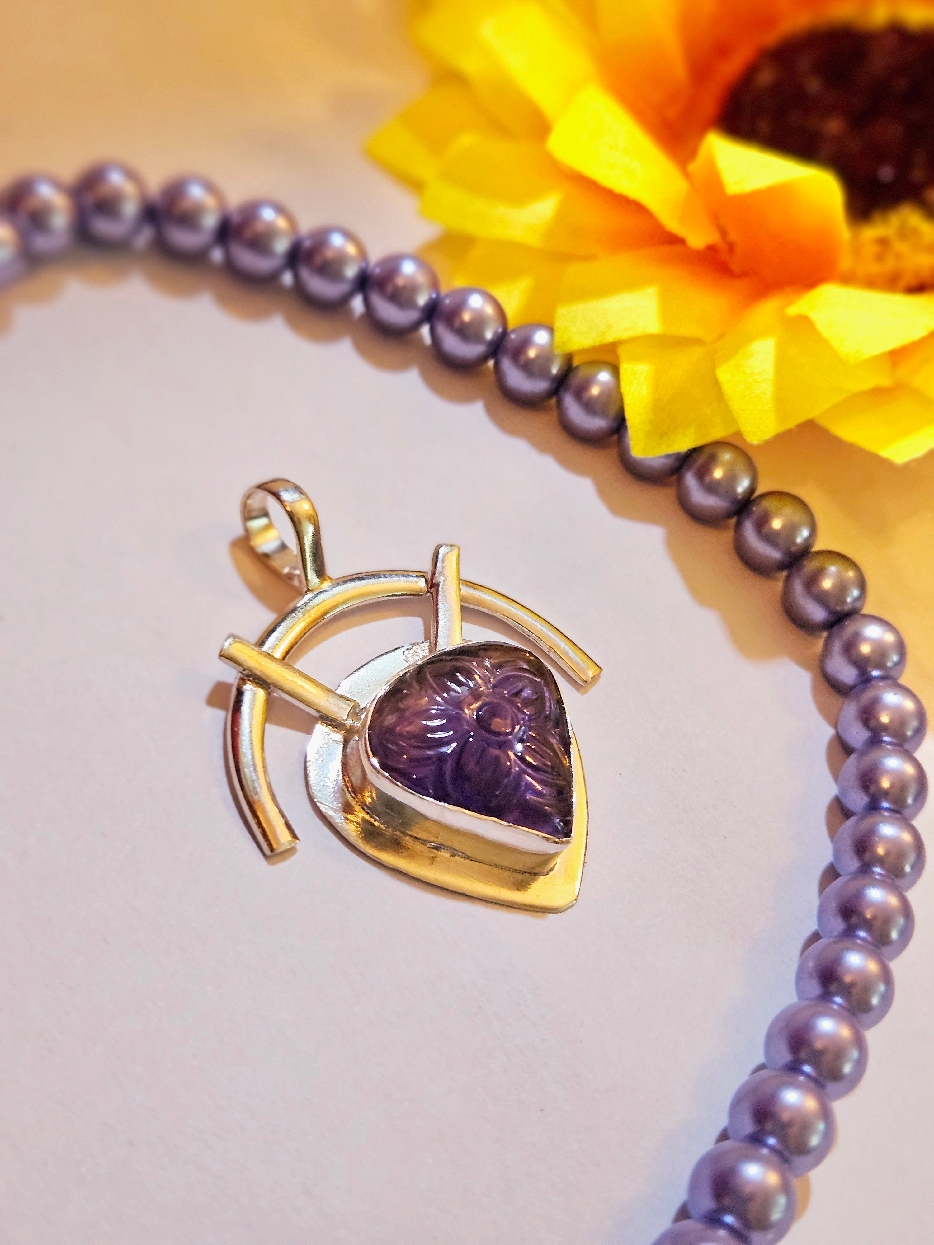 Amethyst Semicircle Pendant