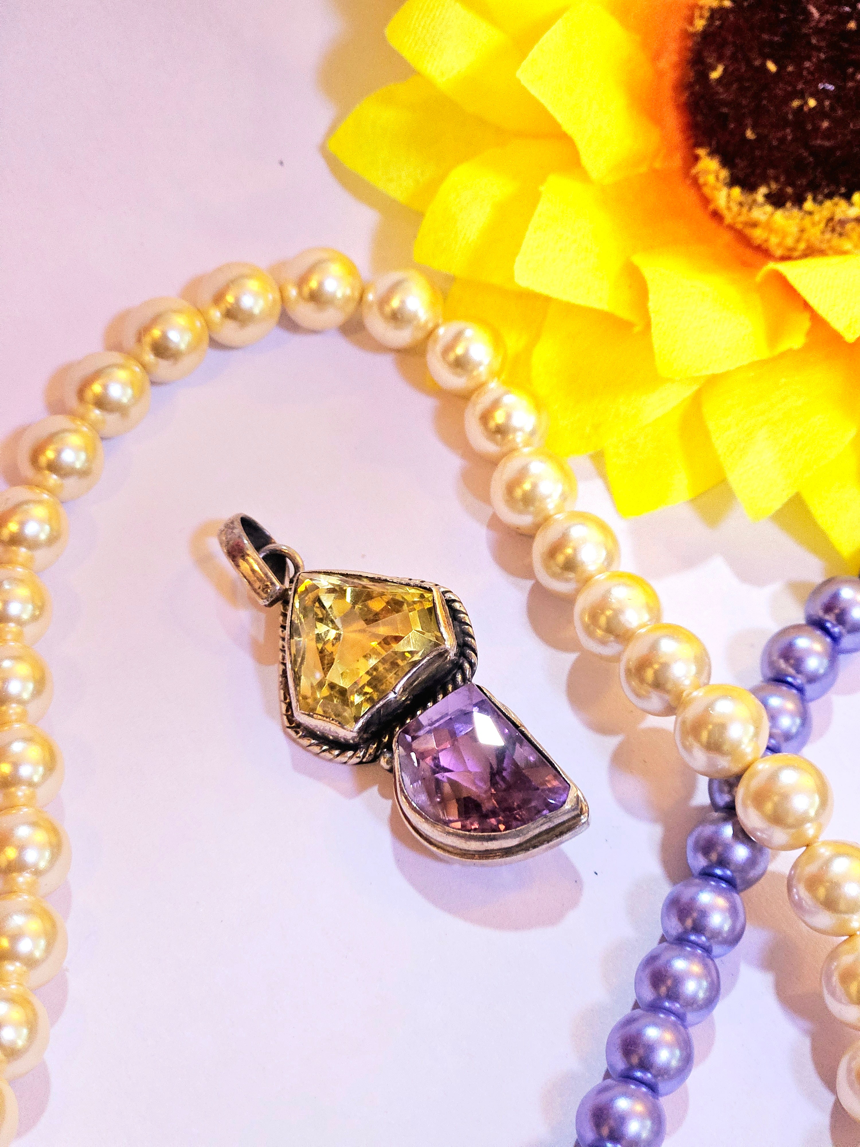 Citrine and Amethyst Pendant