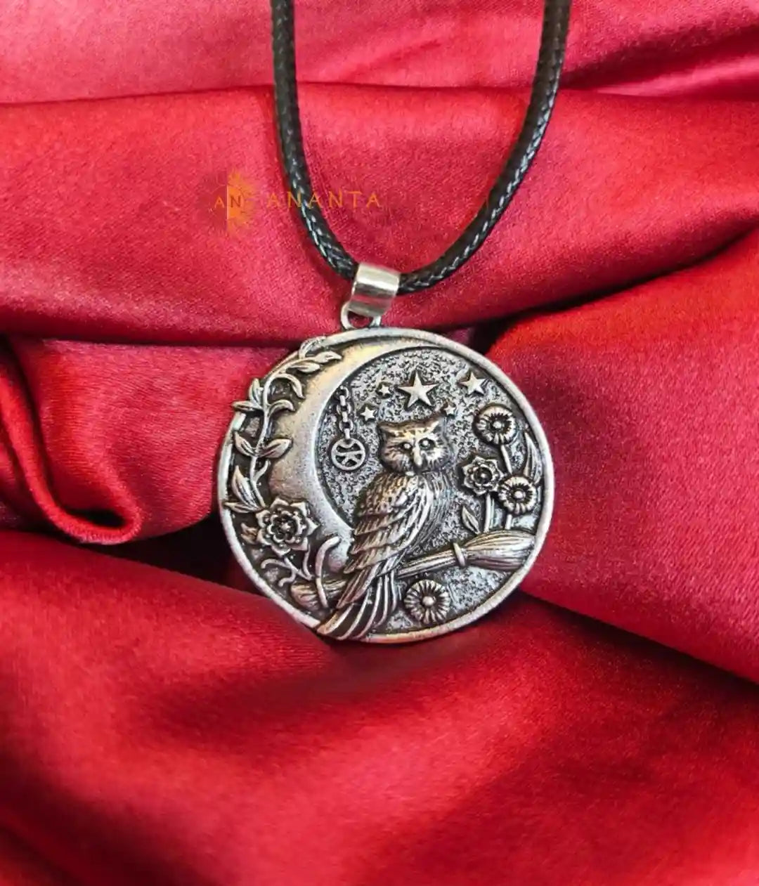 Owl on Broom Pendant