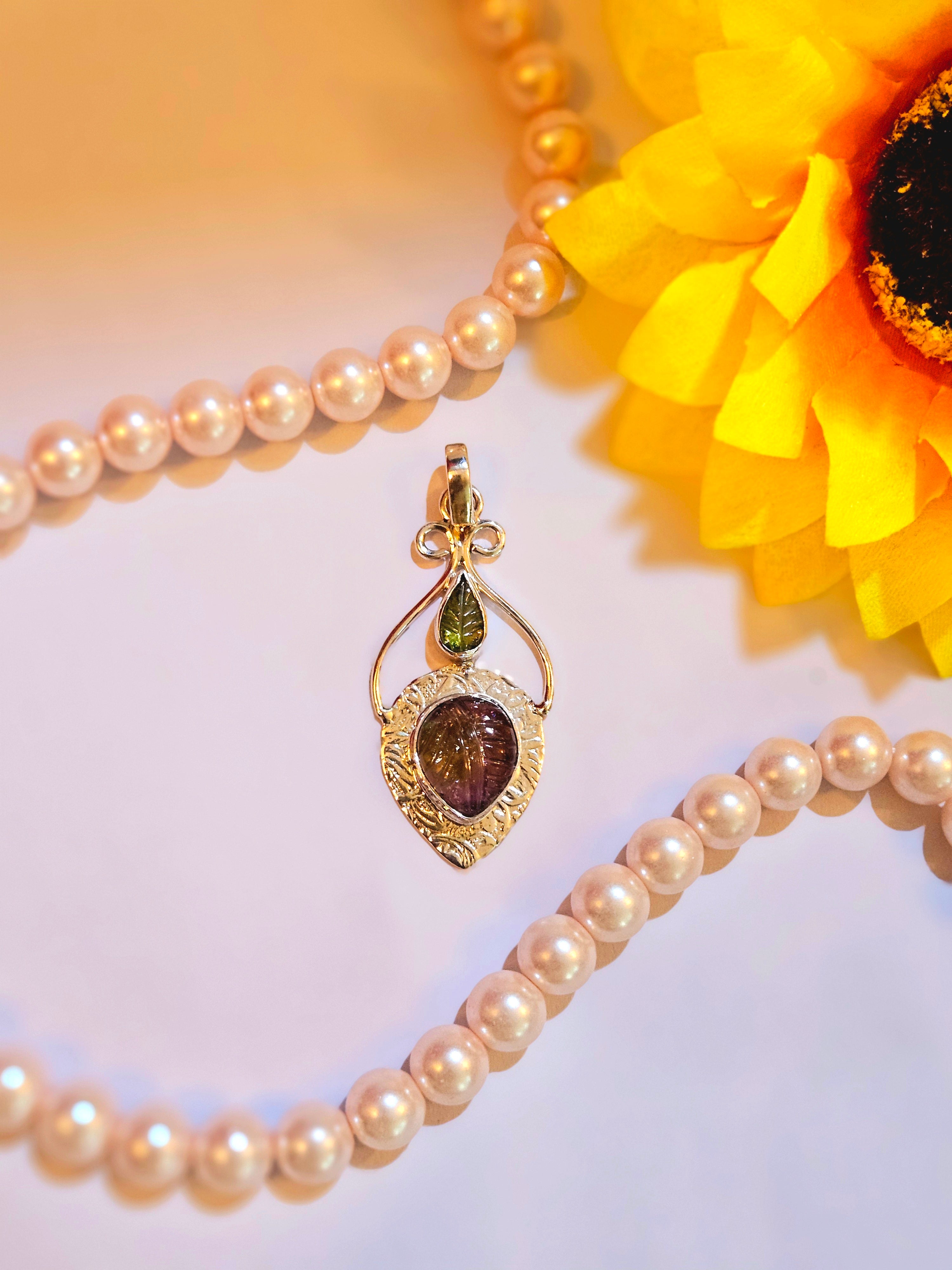 Tourmaline Leaf Pendant