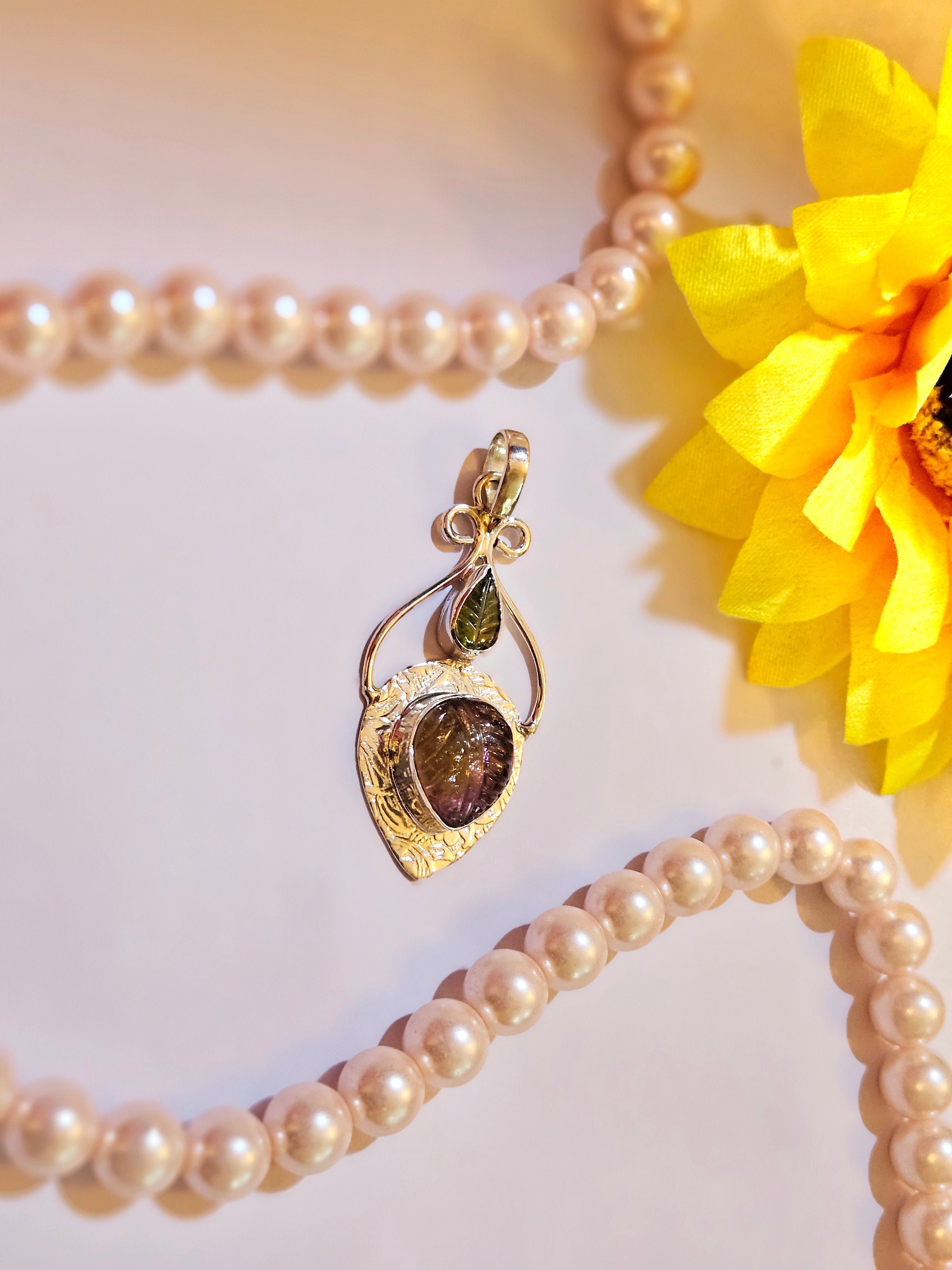 Tourmaline Leaf Pendant
